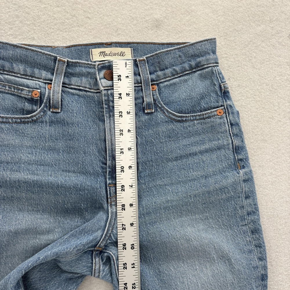 Madewell Perfect Vintage Straight Jeans Womens 23 High Rise Blue Raw Hem Crop - Picture 8 of 13